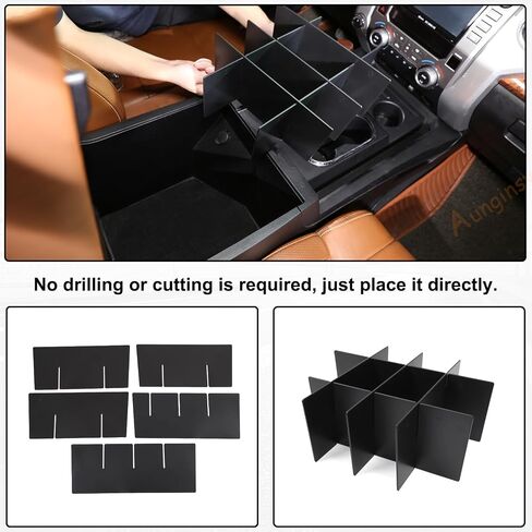 Car Armrest Box Storage Box Compatible with Toyota Tundra 2007-2021/Sequoia 2008-2020 Center Console Organizer Tray Armrest Storage Box Secondary Container Insert Box With Mat ABS Interior Accessories in Saudi Arabia