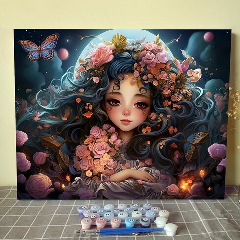 Black Girl Paint by Numbers for Adults Kids Beginner Fairy Angels Paint by Numbers on Canvas Cute Girl Painting Kits for Adults Acrylic Pigment Easy to Color Home Decor Gift16x20inch Frameless in Saudi Arabia