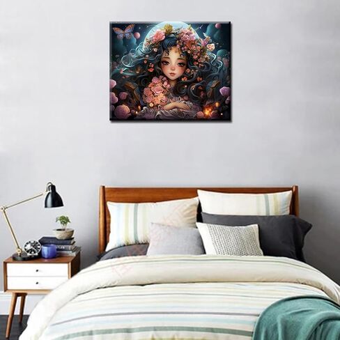 Black Girl Paint by Numbers for Adults Kids Beginner Fairy Angels Paint by Numbers on Canvas Cute Girl Painting Kits for Adults Acrylic Pigment Easy to Color Home Decor Gift16x20inch Frameless in Saudi Arabia