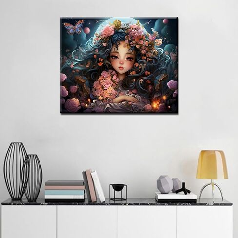 Black Girl Paint by Numbers for Adults Kids Beginner Fairy Angels Paint by Numbers on Canvas Cute Girl Painting Kits for Adults Acrylic Pigment Easy to Color Home Decor Gift16x20inch Frameless in Saudi Arabia
