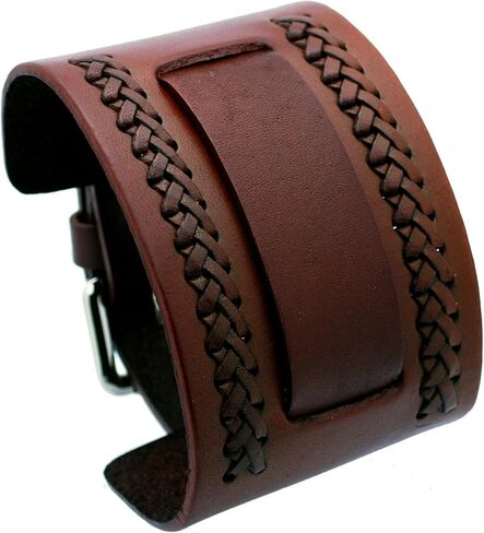 حزام ساعة يد Nemesis NW-B من الجلد البني العريض in Kuwait