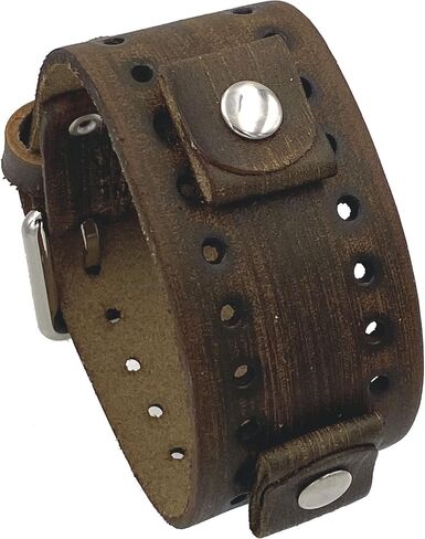 Nemesis BN-VB Washed Out Brown Wide Leather Cuff Wrist Watch Band in Saudi Arabia