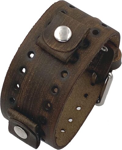 Nemesis BN-VB Washed Out Brown Wide Leather Cuff Wrist Watch Band in Saudi Arabia