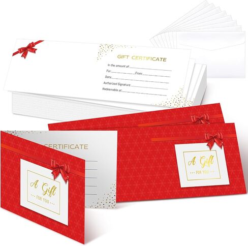 72 Sets Blank Gift Certificates Blank Present Certificate for Business Restaurant Spa Makeup Hair Beauty Salon Wedding Holiday Christmas Birthday with Envelopes in Saudi Arabia