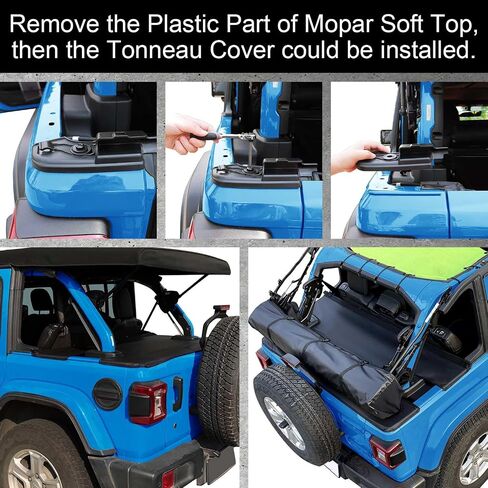 Tonneau Cover Compatible with Jeep Trunk Cover Wrangler JL 4 Door (2018-Current) Back Ton Cargo Vinyl Tailgate Cover Robicon Sahara Sport S - Black in Saudi Arabia