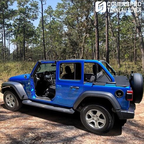 Tonneau Cover Compatible with Jeep Trunk Cover Wrangler JL 4 Door (2018-Current) Back Ton Cargo Vinyl Tailgate Cover Robicon Sahara Sport S - Black in Saudi Arabia
