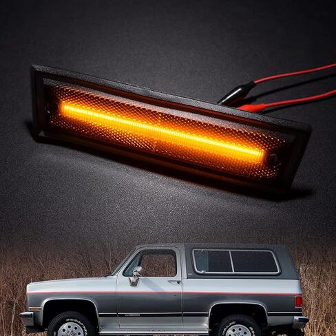 استبدال أضواء علامة الجانب LED لـ 1978-1987 Chevy C/K Pickup 81-91 Blazer Amber Led Front Fender Side Marker Turn Signal Light Kit مجموعة عدسات مدخنة زوج سائق الركاب مصباح الجمعية OEM ‎915557 in Saudi Arabia