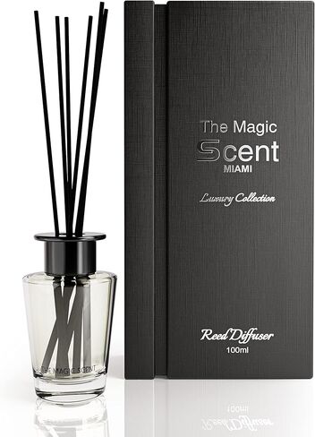 ناشر رائحة القصب الأبيض للمنزل - ناشر رائحة زخرفية فاخرة مع قصب من الألياف الممتازة لتوزيع لطيف يدوم طويلاً - رائحة طبيعية وخالية من السموم مستوحاة من فندق 1، ميامي in Kuwait