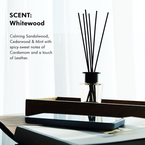 ناشر رائحة القصب الأبيض للمنزل - ناشر رائحة زخرفية فاخرة مع قصب من الألياف الممتازة لتوزيع لطيف يدوم طويلاً - رائحة طبيعية وخالية من السموم مستوحاة من فندق 1، ميامي in Kuwait