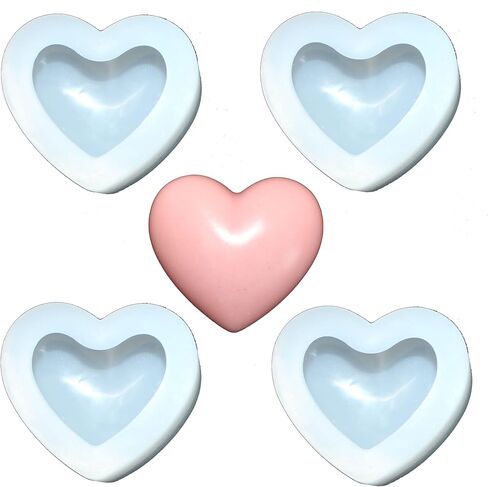 3D Heart-Shaped Silicone Clear Mold for Valentine Epoxy Resin Art, DIY Candle & Soap Making, Aromatherapy Product (4 Pack White) in Saudi Arabia