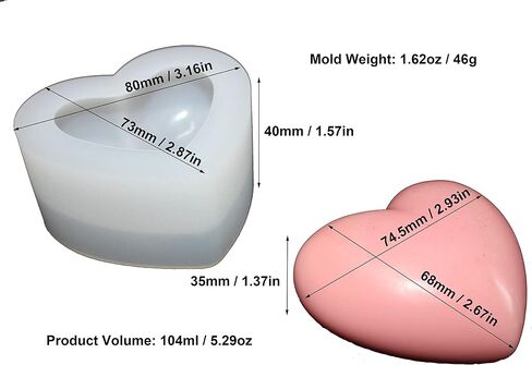 3D Heart-Shaped Silicone Clear Mold for Valentine Epoxy Resin Art, DIY Candle & Soap Making, Aromatherapy Product (4 Pack White) in Saudi Arabia
