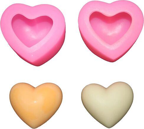 3D Heart-Shaped Silicone Clear Mold for Valentine Epoxy Resin Art, DIY Candle & Soap Making, Aromatherapy Product (4 Pack White) in Kuwait