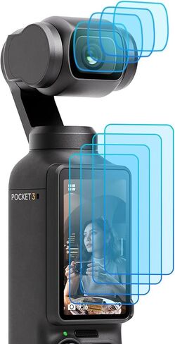 Osmo Pocket 3 Lens Protector, Osmo Pocket 3 Screen Protector, 9H Hardness HD Tempered Glass LCD Display Film for DJI Pocket 3 Accessories [4+4 Pack] in Saudi Arabia