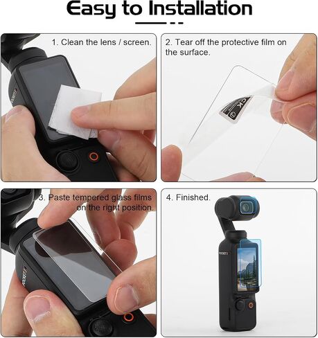 Osmo Pocket 3 Lens Protector, Osmo Pocket 3 Screen Protector, 9H Hardness HD Tempered Glass LCD Display Film for DJI Pocket 3 Accessories [4+4 Pack] in Saudi Arabia