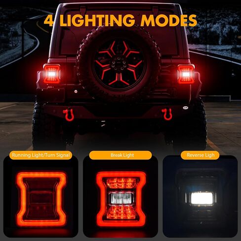 ضوء خلفي LED مناسب لـ 2018-2023 Jeep Wrangler JL (لنموذج هالوجين المخزون للترقية إلى LED الكامل)، مجموعة مصابيح خلفية LED مصباح فرامل مجموعة مصابيح إشارة الانعطاف الخلفية، عدسة شفافة in Kuwait
