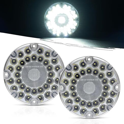 2Pcs 7" Turn Signal Tail Lights 36 LED 7-Inch Amber School Buses Transit Vehicle Tail Lights Round Truck Turn Signal/Parking Lights Trailer Truck Taillight w/Inner Reflex Lens in Saudi Arabia
