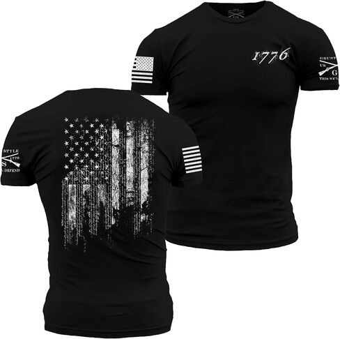 Grunt Style 1776 Flag Men's T-Shirt (Black, XXXX-Large) in Saudi Arabia
