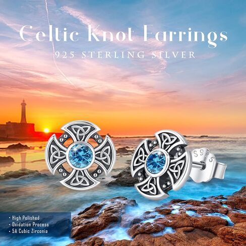 Viking Celtic Knot Cross Earrings for Women Men Sterling Silver Viking Stud Earrings Cross Stud Earrings Irish Jewelry Gifts in Saudi Arabia
