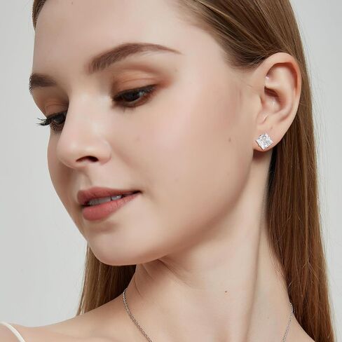 5 Pairs Titanium Screw Back Earrings for Women Men, Hypoallergenic Princess Cut CZ Surgical Stainless Steel Stud Earrings for Sensitive Ears in Saudi Arabia