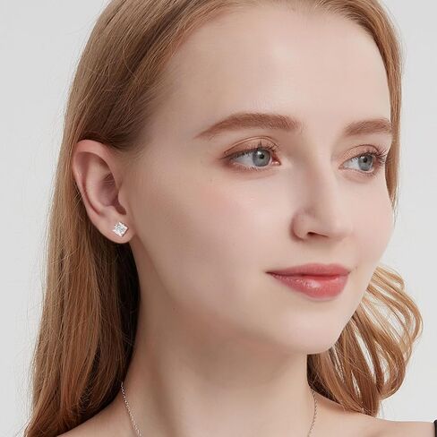 5 Pairs Titanium Screw Back Earrings for Women Men, Hypoallergenic Princess Cut CZ Surgical Stainless Steel Stud Earrings for Sensitive Ears in Saudi Arabia