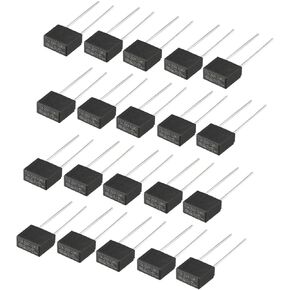 uxcell® 20Pcs DIP Mounted Miniature Square Slow Blow Micro Fuse T5A 5A 250V Black