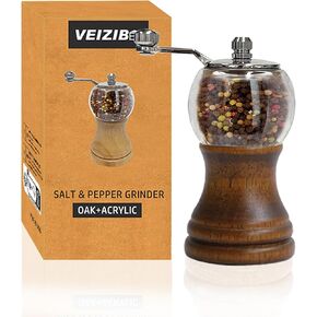 Pepper Grinder Set & Pepper Mills，Classic Manual Transparent Acrylic Rotor，2PCS 8IN High Capacity Pepper & Salt Grinder Seasoning Bottle，Ceramic Core With Adjustable Grain Size Mill for Fresh Spices in Saudi Arabia