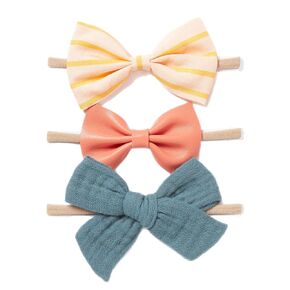 Little Poppy Co. Three Hair Bows Set - Stylish Handmade Accessories for Newborns,Babies and Toddlers | Premium Quality Headbands (The Savannah Set, Original on Nylon Headband (3 Month - 3 Year))