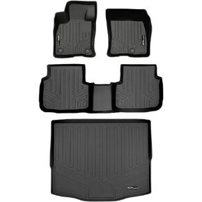 SMARTLINER All Weather Customer Fit Floor Mats 2 Rows and Cargo Behind 2nd Row Set Black Compatible with 2020-2023 Compatible with Ford Escape