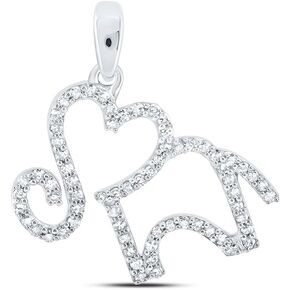 Jewels By Lux 10K White Or Yellow Gold Womens Round Diamond Elephant Heart Pendant 1/5 Cttw