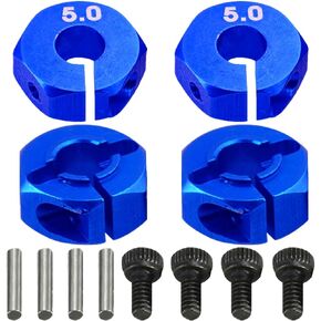 4PCS ShareGoo 12mm 5.0 Wheel Hex Drive Hub Adapter Combiner Coupler with Pins Screws Compatible with HSP HPI Redcat Tamiya Traxxas RC4WD D90 1/10 RC Car Truck,Blue