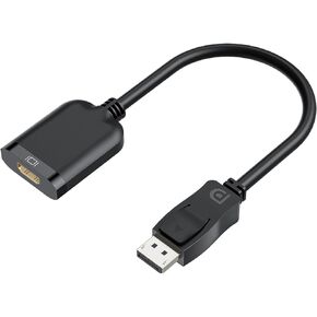 Displayport to HDMI Active Adapter Cable, 4K DP 1.4 to HDMI 2.0 Monitor Uni-Directional Converter, Male to Female Black, Compatible for HP AMD NVIDIA Lenovo Dell Desktop TV and More