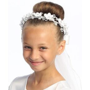 Pink Princess Catholic First Communion Veil for Girls 7-16 Crown - Holy 1st Velos para Niñas de Primera Comunion Veils