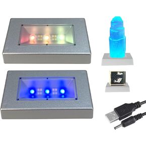 2 Packs LED Light Base Display Stand, Rectangle Multicolor Pedestal Lighted Rectangle Stand for Crystal Glass Ball, USB Charge Display Stand for Glass Crystal Artwork,Holiday Party Decoration (Black)