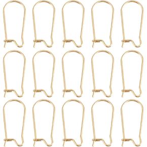 Beebeecraft 1 Box 50Pcs Kidney Ear Wires 18K Gold Plated Kidney Earring Earring Hooks 20x9mm Dangle Wire for Jewelry Making