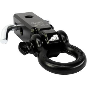 AGENCY 6 Shackle Block Assembly 2 INCH Double Hole Powder Coat Black - Hitch Receiver Block - Proudly Made in The USA with US Certified Materials - Includes Hitch pin and D-Ring