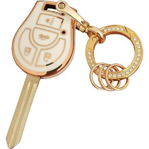 لنيسان مفتاح فوب غطاء بدون مفتاح مفتاح ذكي عن بعد فوب شل مع سلسلة المفاتيح تناسب نيسان سنترا روج كيوب جوك فيرسا NV (أبيض، لنيسان أ) in Kuwait