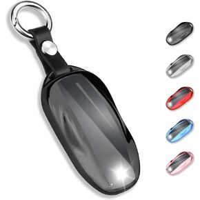QBUC for Tesla Key Fob Cover with Keychain Soft TPU Protection Case Compatible with Tesla Model 3 / Y (Black)