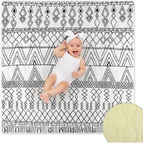 Boho Baby Play Mat for Floor 50" x 50" Foam Playpen Mat Outdoor Baby Mat Foldable Playpen Pad for Baby Infants Toddler Kids(Geometric) in Saudi Arabia