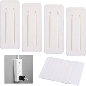 Self Adhesive Power Strip Holder 10 Pack - No Drill Extension Block Wall Mount Fixator - Easy to Install Sliding Design - for Home, Kitchen, Office - Attaches to Wood, Plastic, Metal, Ceramic
