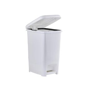 Superio Slim Trash Can with Foot Pedal, 16 Gallon Step-On Trash Can with Lid, Large Kitchen Plastic Garbage Can and Recycling Bin, White 2 Pack