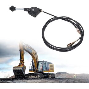 Excavator Throttle Control Cable 2.5M 8.2ft Manual Flexible Throttle Wire for EX230 EX230 Throttle Control Cable with Black Knob, Universal Fit
