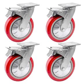 FactorDuty 8" X 2" Heavy Duty Caster Set of 4 Swivel Caster Wheels Polyurethane On Polyolefin Industrial Grade Premium Quality 4000lbs Total Capacity