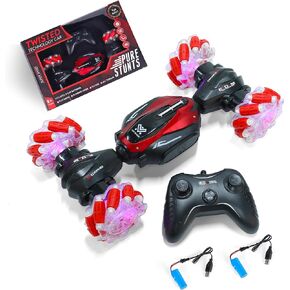 Ultimate RC Stunt Car - Durable Remote Control Car, All Terrain | 360 Spin, Light Up Wheels, Music | Rechargable Batteries | Double Sided Rotating RC Car, Boys & Girls Toy Outdoor Play