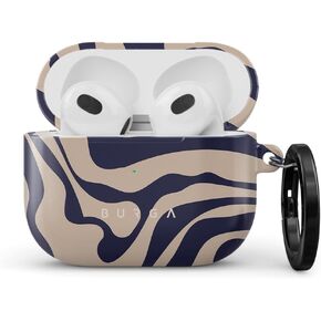 Burga Airpod Hardcase Compatible with Apple Airpods 2 & 1 Charging Case, Black Polka Dots Pattern Nude Almond Latte Fashion Cute for Girls, Protective Hard Plastic Case