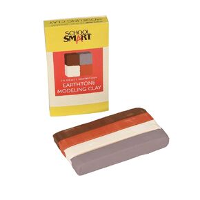 School Smart Modeling Clay for School and Home Use, Permanently Soft Design, 1 Pound, Assorted Earthtone Colors