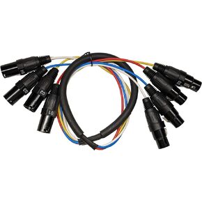 4-Channel XLR Male to Female Audio Snake Cable, Color Coded for Live, Recording, Studios, Mixers, IEM & Mic Systems, 3Ft