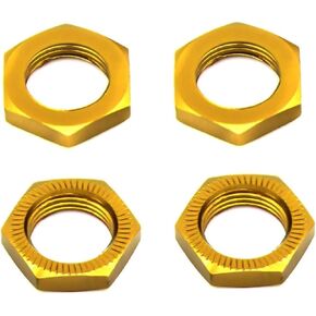 4PCS Alloy 17mm Wheel Hex Nuts Mount Thread 1.0mm for 1/7 1/8 RC RC Buggy Trucks Car ARRMA 6S Mojave HSP Redcat Traxxas X-MAXX HSP Himoto Monster Off Road Buggy Upgraded Parts 4PCS (Gold)