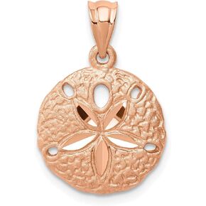 Avariah Solid Gold 14K Rose Brushed Diamond-Cut Sand Dollar Pendant - 22mm