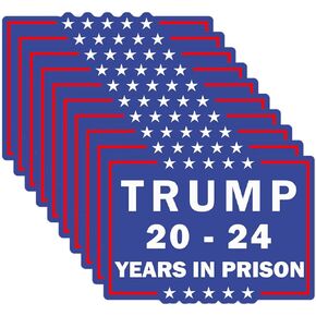 10 Pack Trump 2024 Years in Prison Stickers Trump for Prison Vinyl Decals Laptop Decal Car Bumper Window Helmet Water Bottle Waterproof Sticker