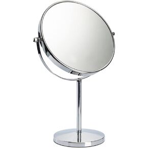 15" Tall Tabletop Makeup Mirror with Magnification 8" Large Free Standing Vanity Mirror 1X/10X Magnifying Mirror with Stand,Classic Round Desktop Make Up Mirror for Bathroom Bedroom,No Light
